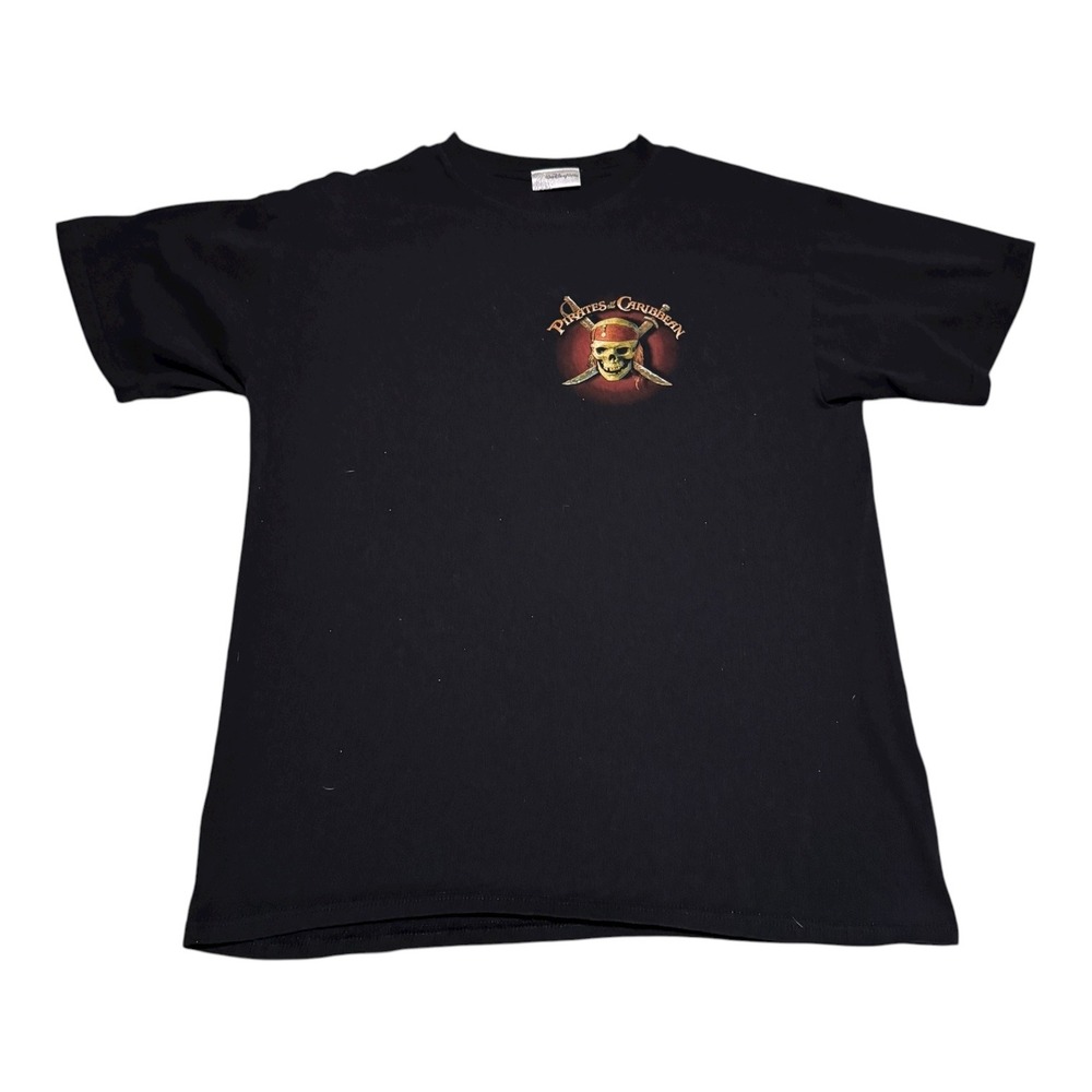 Walt Disney‎ World Pirates of the Caribbean Black Cotton Shirt Men's Large FLAWS